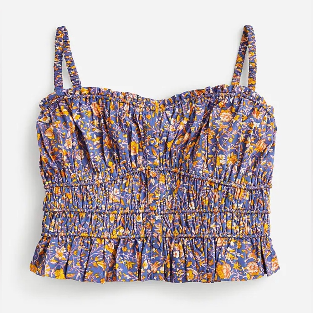 J.Crew Cinched-waist cotton poplin cropped tank top Cottagecore Fairy Large